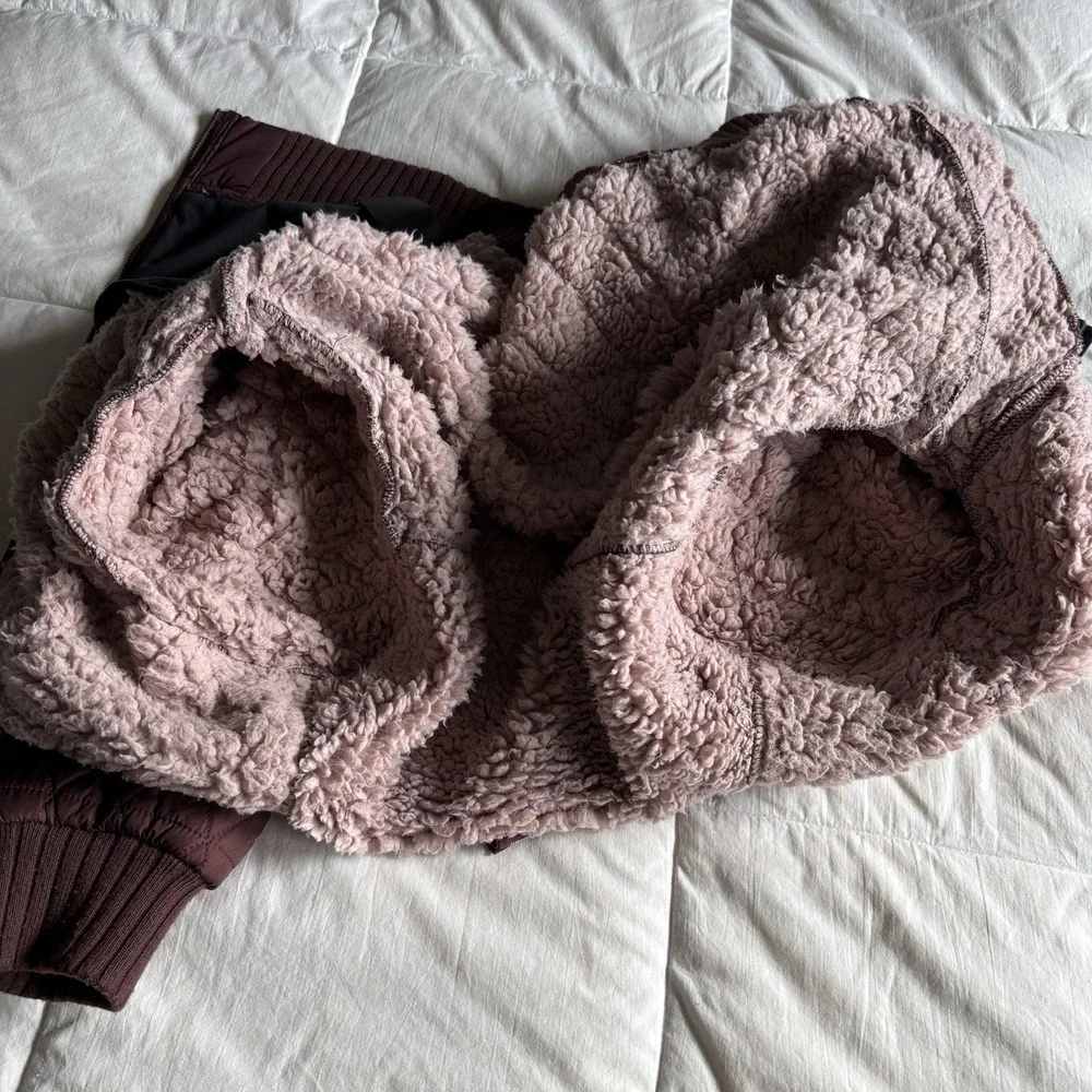 PrAna Diva Bomber Quilted Sherpa Lined Jacket Womens S Brown Wood Outdoor GORP - Picture 13 of 16